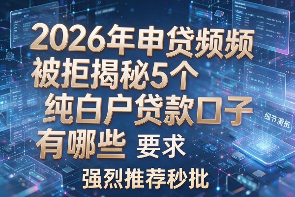 2026年申贷频频被拒揭秘5个纯白户贷款口子有哪些强烈推荐秒批!