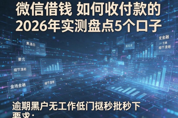 微信借钱如何收付款的 2026年实测盘点5个口子 逾期黑户无工作低门槛秒批秒下!