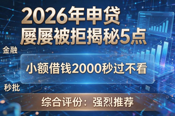 2026年申贷屡屡被拒揭秘5点小额借钱2000秒过不看综合评分强烈推荐秒批!