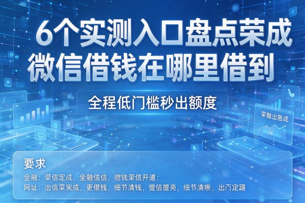 6个实测入口盘点荣成微信借钱在哪里借到，全程低门槛秒出额度！
