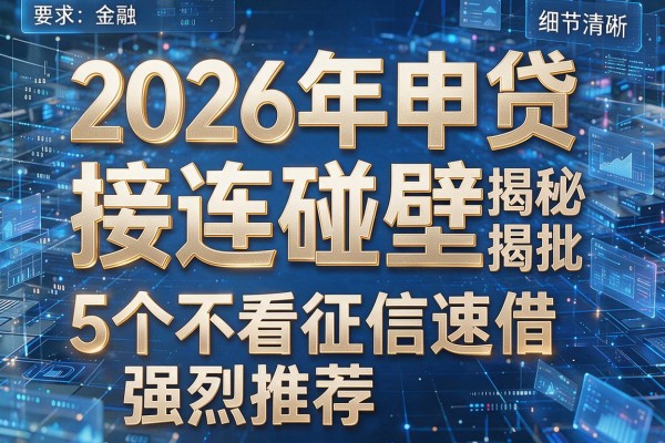 2026年申贷接连碰壁揭秘5个不看征信速借强烈推荐秒批！