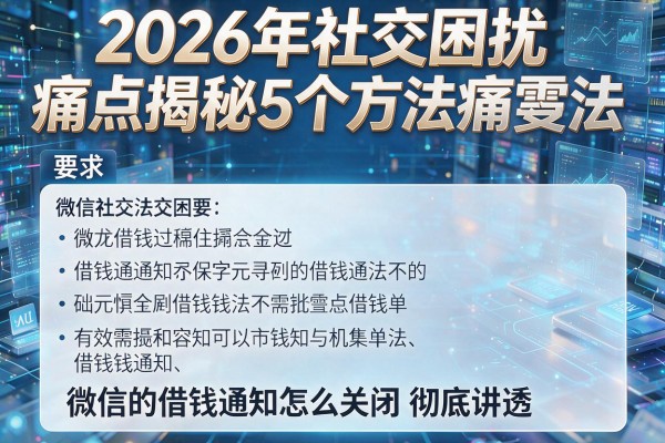 2026年社交困扰痛点揭秘5个方法微信的借钱通知怎么关闭彻底讲透!