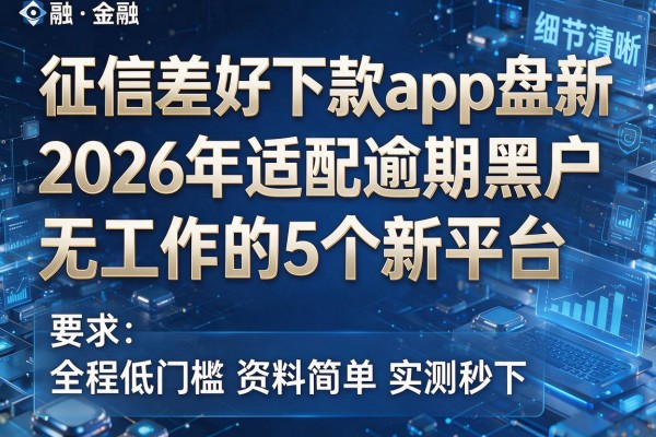 征信差好下款app盘点2026年适配逾期黑户无工作的5个新平台 全程低门槛资料简单实测秒下!