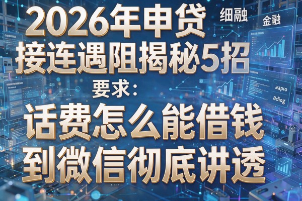 2026年申贷接连遇阻揭秘5招话费怎么能借钱到微信彻底讲透！