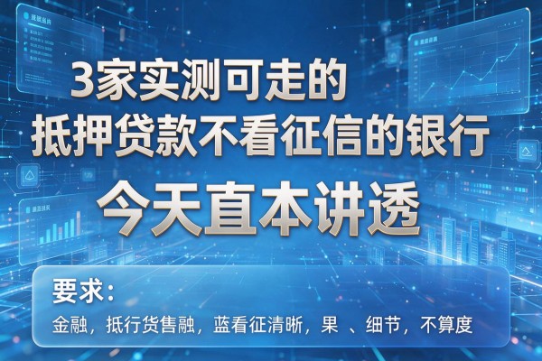 3家实测可走的抵押贷款不看征信的银行,今天直接讲透!