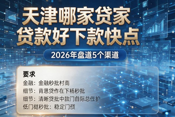 天津哪家贷款好下款快点 2026年盘点5个渠道 低门槛秒批!