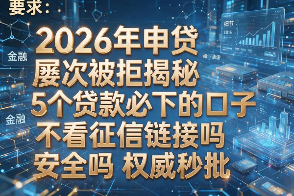 2026年申贷屡次被拒揭秘5个贷款必下的口子不看征信链接吗安全吗权威秒批！