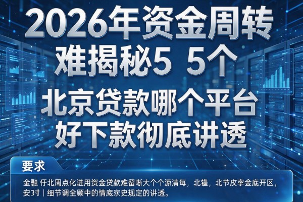 2026年资金周转难揭秘5个北京贷款哪个平台好下款彻底讲透！