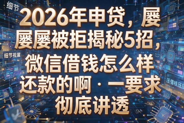 2026年申贷屡屡被拒揭秘5招微信借钱怎么样还款的啊彻底讲透!