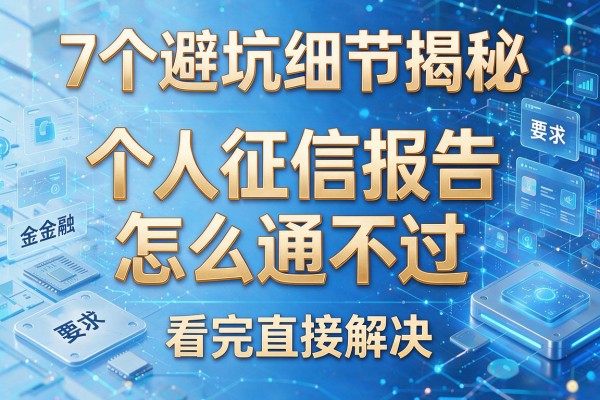 7个避坑细节揭秘个人征信报告怎么通不过看完直接解决!