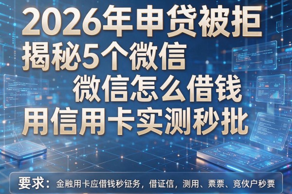 2026年申贷被拒揭秘5个微信怎么借钱用信用卡实测秒批!