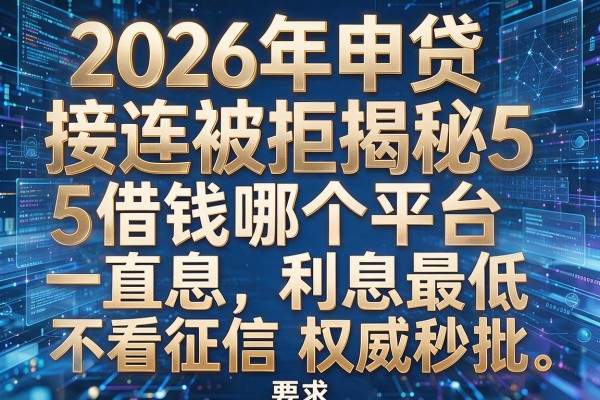 2026年申贷接连被拒揭秘5个借钱哪个平台利息最低不看征信权威秒批!
