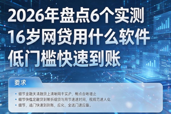 2026年盘点6个实测16岁网贷用什么软件低门槛快速到账!