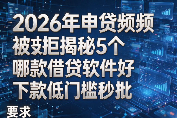 2026年申贷频频被拒揭秘5个哪款借贷软件好下款低门槛秒批！
