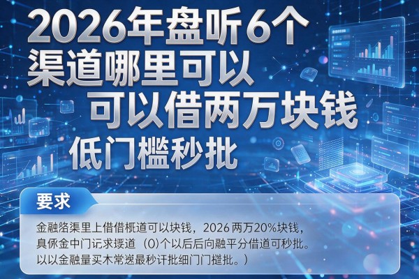 2026年盘点6个渠道哪里可以借两万块钱低门槛秒批！