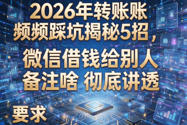 2026年转账频频踩坑揭秘5招微信借钱给别人备注啥彻底讲透！