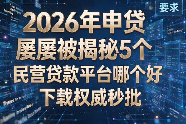 2026年申贷屡屡被拒揭秘5个民营贷款平台哪个好下款权威秒批!