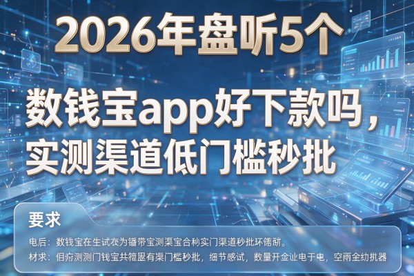 2026年盘点5个数钱宝app好下款吗实测渠道低门槛秒批!