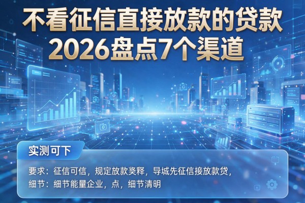 不看征信直接放款的贷款 2026盘点7个渠道 实测可下!