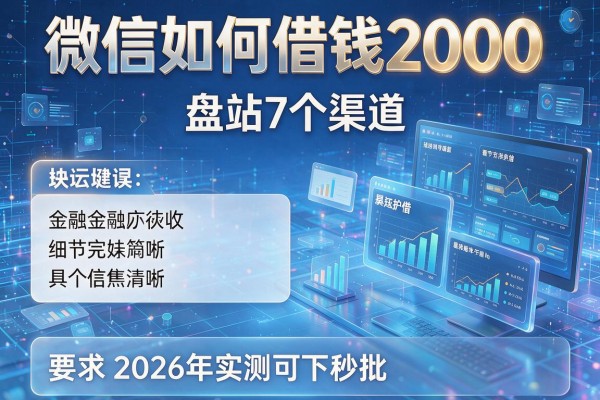 微信如何借钱2000 盘点7个渠道 2026年实测可下秒批!