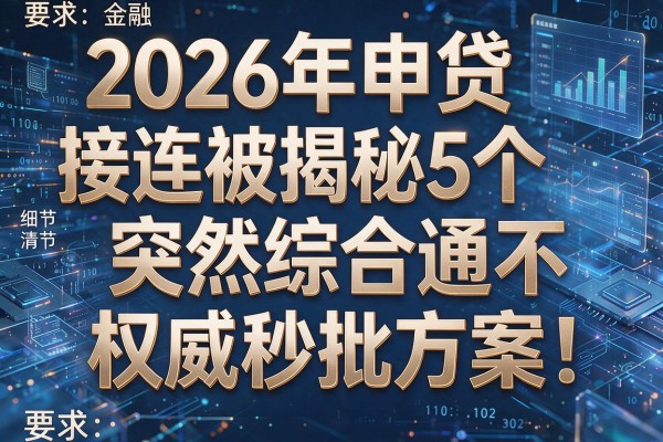2026年申贷接连被拒揭秘5个贷款突然综合通不过权威秒批方案!