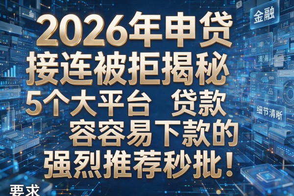 2026年申贷接连被拒揭秘5个大平台贷款容易下款的强烈推荐秒批!