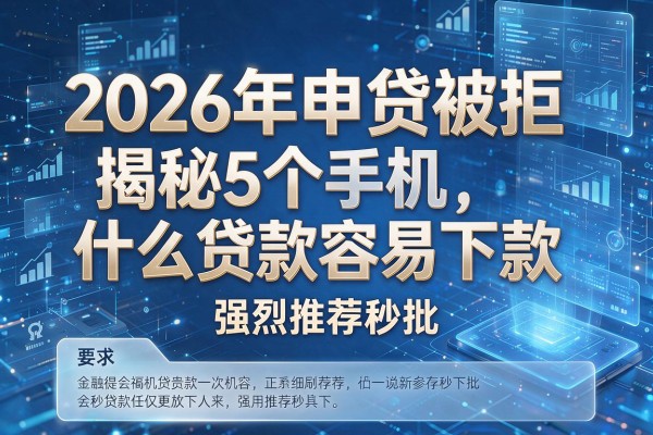 2026年申贷被拒揭秘5个手机什么贷款容易下款强烈推荐秒批！