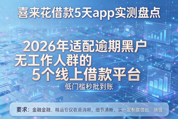 喜来花借款5天app实测盘点 2026年适配逾期黑户无工作人群的5个线上借款平台 低门槛秒批到账!