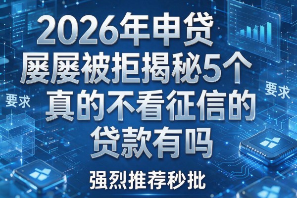 2026年申贷屡屡被拒揭秘5个真的不看征信的贷款有吗强烈推荐秒批!
