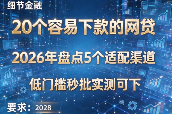 20个容易下款的网贷 2026年盘点5个适配渠道 低门槛秒批实测可下！