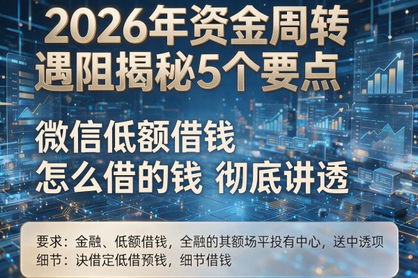 2026年资金周转遇阻揭秘5个要点微信低额借钱怎么借的钱彻底讲透！