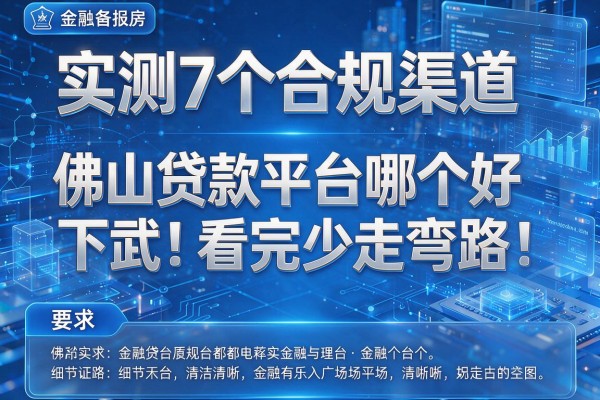 实测7个合规渠道,佛山贷款平台哪个好下款看完少走弯路!
