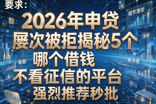 2026年申贷屡次被拒揭秘5个哪个借钱不看征信的平台强烈推荐秒批!