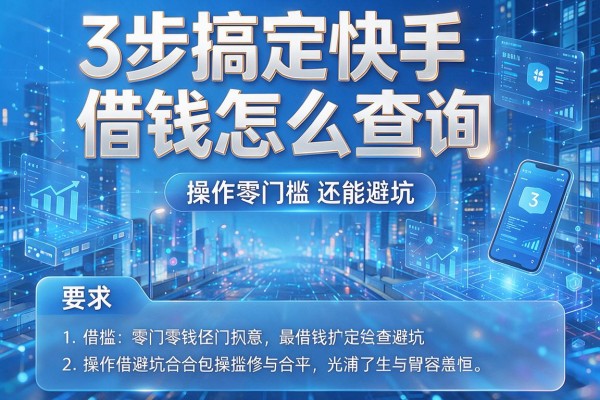 3步搞定快手借钱怎么查询,操作零门槛还能避坑!