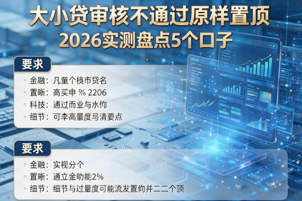 大小贷审核不通过原样置顶 2026实测盘点5个口子